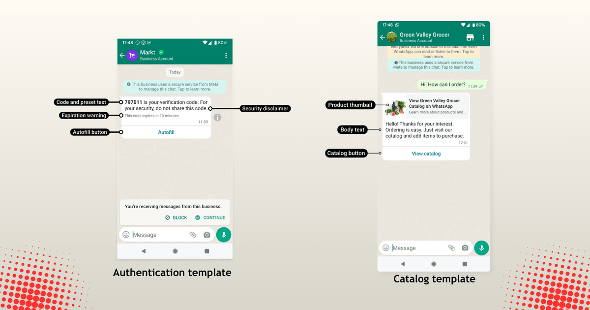 WhatsApp authentication template example